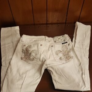 Miss Me Women's Cream Boot Cut Jeans with Embellishments